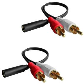 img 4 attached to Аудио кабель "Y Connector": 3.5 мм женский разъем на 2 мужских RCA стерео кабель (2 шт) - высококачественная передача звука.