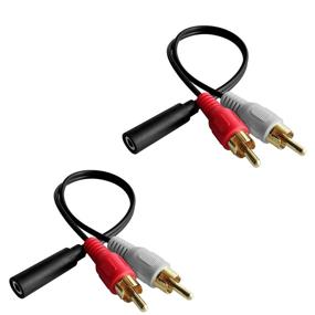img 1 attached to Аудио кабель "Y Connector": 3.5 мм женский разъем на 2 мужских RCA стерео кабель (2 шт) - высококачественная передача звука.