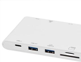 img 2 attached to 🔌 Amazon Basics Type-C Docking Station: HDMI, VGA, Ethernet, USB-A, SD/TF Card Reader, Type-C Data & Charging Ports (100W PD), ABS - White
