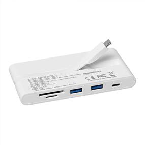 img 1 attached to 🔌 Amazon Basics Type-C Docking Station: HDMI, VGA, Ethernet, USB-A, SD/TF Card Reader, Type-C Data & Charging Ports (100W PD), ABS - White