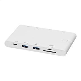img 4 attached to 🔌 Amazon Basics Type-C Docking Station: HDMI, VGA, Ethernet, USB-A, SD/TF Card Reader, Type-C Data & Charging Ports (100W PD), ABS - White