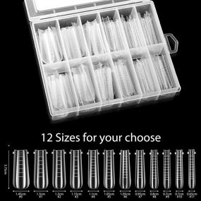 img 3 attached to 💅 120-Piece Dual Nail Forms Set for Gel Nail Extensions in Coffin Shape - Clear Acrylic/UV Nails with 12 Sizes Scale, Nail Clips, Gel Brush Pen, and 600/3000 Grit Nail Buffer