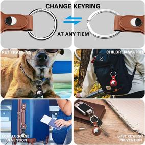 img 3 attached to 🔑 2 Pack Leather AirTag Case with Anti-Lost Keychain - Protective Holder for Apple AirTags Tracker - Finder Airtag Wallet for Dog Keyring - Apple Airtag Accessories