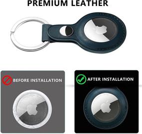 img 2 attached to 🔑 2 Pack Leather AirTag Case with Anti-Lost Keychain - Protective Holder for Apple AirTags Tracker - Finder Airtag Wallet for Dog Keyring - Apple Airtag Accessories