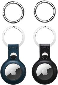 img 4 attached to 🔑 2 Pack Leather AirTag Case with Anti-Lost Keychain - Protective Holder for Apple AirTags Tracker - Finder Airtag Wallet for Dog Keyring - Apple Airtag Accessories