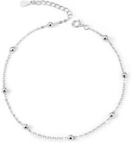 img 4 attached to 🌟 Stunning Multilayer Sterling Silver Anklet: Satellite, Star, Cross, Circle, Butterfly, Teardrop, Oval Disk - Perfect Beach Jewelry for Women