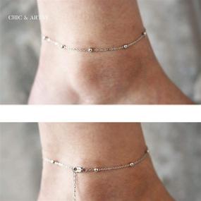img 2 attached to 🌟 Stunning Multilayer Sterling Silver Anklet: Satellite, Star, Cross, Circle, Butterfly, Teardrop, Oval Disk - Perfect Beach Jewelry for Women