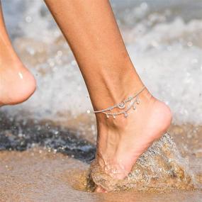 img 3 attached to 🌙 Jemplestic Серебряные браслеты S925 для женщин - Милые лунные и звездные наручи для ног с кристаллами - Летние подарки в виде украшений для ног на пляж для девочек