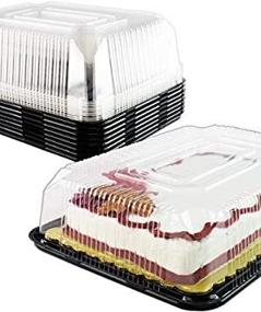 img 1 attached to 🎂 Chefible Rectangle Cake Containers - Sturdy & Stackable High Top Design for One or Two Layer Cakes - 1/4 Size Cake Containers (Set of 8)