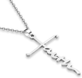 img 3 attached to 🔒 Stainless Steel Silver Cross Faith Pendant Necklace with Crystal Heart: Religious Christian Jewelry for Women and Girls - 18" Chain with 2" Extension