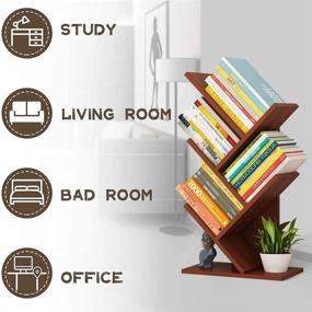 img 3 attached to 📚 Small Tree Bookshelf - 5-Tier Bookcase for Living Room, Home Office, and Corner Storage - Floor Standing Tree Book Rack for CDs, Movies, and Books