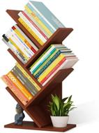 📚 small tree bookshelf - 5-tier bookcase for living room, home office, and corner storage - floor standing tree book rack for cds, movies, and books logo