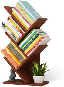 img 4 attached to 📚 Small Tree Bookshelf - 5-Tier Bookcase for Living Room, Home Office, and Corner Storage - Floor Standing Tree Book Rack for CDs, Movies, and Books