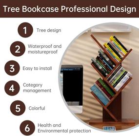 img 1 attached to 📚 Small Tree Bookshelf - 5-Tier Bookcase for Living Room, Home Office, and Corner Storage - Floor Standing Tree Book Rack for CDs, Movies, and Books