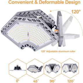 img 3 attached to 🔆 High-Performance LED Garage Lights: 140W, 18500 Lumens, 6000K Daylight, Deformable Three Panels, E26/E27 Triple Glow LED Shop Light for Garage, Basement, Workshop, Warehouse