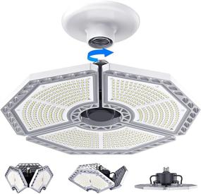 img 4 attached to 🔆 High-Performance LED Garage Lights: 140W, 18500 Lumens, 6000K Daylight, Deformable Three Panels, E26/E27 Triple Glow LED Shop Light for Garage, Basement, Workshop, Warehouse