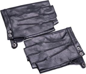 img 4 attached to High-quality YISEVEN Fingerless Lambskin Leather Motorcycle Men's Gloves & Mittens