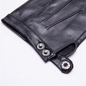 img 1 attached to High-quality YISEVEN Fingerless Lambskin Leather Motorcycle Men's Gloves & Mittens