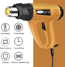 img 2 attached to 🔥 Mowis 1800W Heat Gun Kit with Large LCD Display, Adjustable Temperature (120°F-1100°F), Memory Settings, and 7 Nozzle Attachments