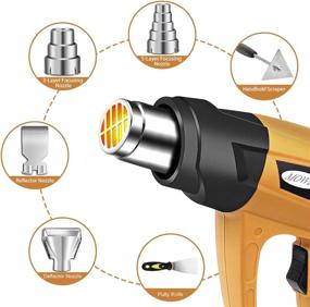 img 1 attached to 🔥 Mowis 1800W Heat Gun Kit with Large LCD Display, Adjustable Temperature (120°F-1100°F), Memory Settings, and 7 Nozzle Attachments