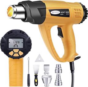 img 4 attached to 🔥 Mowis 1800W Heat Gun Kit with Large LCD Display, Adjustable Temperature (120°F-1100°F), Memory Settings, and 7 Nozzle Attachments