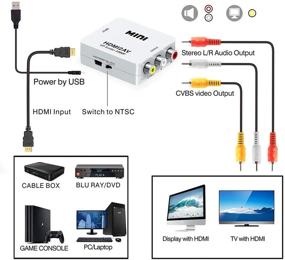 img 1 attached to Преобразователь HDMI в RCA - адаптер HDMI к AV сигналу 3RCA для телевизионной палочки, Roku, Chromecast, Apple TV, ПК, ноутбука, Xbox, HDTV, DVD - поддерживает 1080P PAL/NTSC.