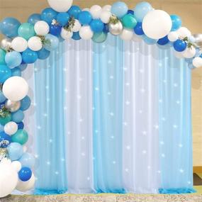 img 3 attached to 🎉 10ft X 7ft White Blue Tulle Backdrop Curtains for Parties, Weddings, Baby Showers, Birthdays, Bridal Showers, Gender Reveals, Photobooths, Wrinkle-Free Chiffon Backdrop Panel, Sheer Backdrops Drapes Curtain