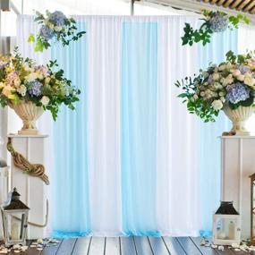 img 1 attached to 🎉 10ft X 7ft White Blue Tulle Backdrop Curtains for Parties, Weddings, Baby Showers, Birthdays, Bridal Showers, Gender Reveals, Photobooths, Wrinkle-Free Chiffon Backdrop Panel, Sheer Backdrops Drapes Curtain