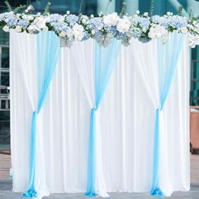 img 2 attached to 🎉 10ft X 7ft White Blue Tulle Backdrop Curtains for Parties, Weddings, Baby Showers, Birthdays, Bridal Showers, Gender Reveals, Photobooths, Wrinkle-Free Chiffon Backdrop Panel, Sheer Backdrops Drapes Curtain