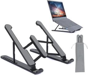 img 4 attached to 🔖 Non-Slip Laptop Stand Holder: Portable, Adjustable & Compatible with MacBook, HP, Dell, Lenovo – 8 Level Height, 10-15.6” (Black)