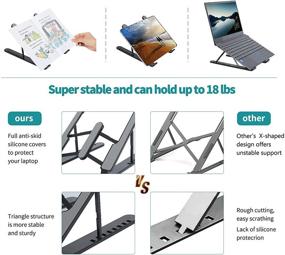 img 1 attached to 🔖 Non-Slip Laptop Stand Holder: Portable, Adjustable & Compatible with MacBook, HP, Dell, Lenovo – 8 Level Height, 10-15.6” (Black)