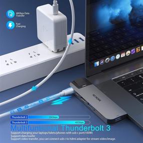img 1 attached to 🔌 MacBook Pro USB C Multiport Adapter Hub with 4K HDMI, Gigabit Ethernet, 2 USB, TF/SD Card Reader, USB-C 100W PD, Thunderbolt 3 - MacBook Pro/Air USB Adapter