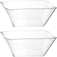 large size disposable clear serving bowls - elegant wave design, heavy duty plastic, ideal for snacks, salads, or party use - pack of 4 logo