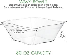 img 3 attached to Large Size Disposable Clear Serving Bowls - Elegant Wave Design, Heavy Duty Plastic, Ideal for Snacks, Salads, or Party Use - Pack of 4