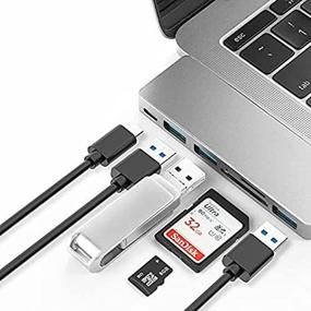 img 4 attached to 🔌 Versatile USB-C Hub & Type-C Docking Station with 3 USB 3.0 Ports, TF/SD Card Reader - MacBook Pro/Air Charger Compatible