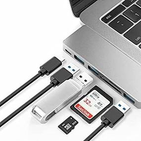 img 1 attached to 🔌 Versatile USB-C Hub & Type-C Docking Station with 3 USB 3.0 Ports, TF/SD Card Reader - MacBook Pro/Air Charger Compatible