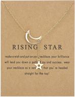 🌙 hollow out crescent moon star imitation pearl necklace: stunning friendship jewelry for women & girls - adjustable chain, polished angle paper card clavicle necklace - ideal birthday gift for teens and friends logo