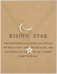 img 3 attached to 🌙 Hollow Out Crescent Moon Star Imitation Pearl Necklace: Stunning Friendship Jewelry for Women & Girls - Adjustable Chain, Polished Angle Paper Card Clavicle Necklace - Ideal Birthday Gift for Teens and Friends