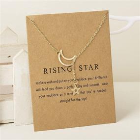 img 1 attached to 🌙 Hollow Out Crescent Moon Star Imitation Pearl Necklace: Stunning Friendship Jewelry for Women & Girls - Adjustable Chain, Polished Angle Paper Card Clavicle Necklace - Ideal Birthday Gift for Teens and Friends