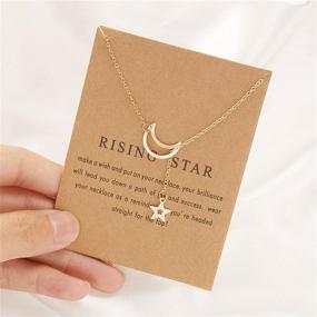 img 2 attached to 🌙 Hollow Out Crescent Moon Star Imitation Pearl Necklace: Stunning Friendship Jewelry for Women & Girls - Adjustable Chain, Polished Angle Paper Card Clavicle Necklace - Ideal Birthday Gift for Teens and Friends