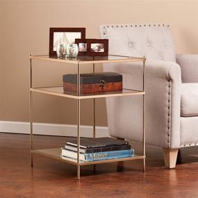 img 2 attached to Southern Enterprises Knox Glam Mirrored Side Table in Gold – Add Radiant Charm to Your Space