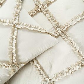 img 1 attached to Stylish and Cozy: Lush Decor Neutral Ruffle Diamond Comforter Set for King Beds - 3 Piece Set