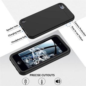 img 2 attached to 📱 Black Shockproof Silicone Case with Built-in Screen Protector for iPod Touch 7th/6th/5th Gen - Full Body Heavy Duty Rugged Defender Cover