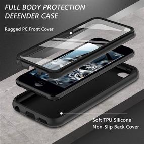 img 3 attached to 📱 Black Shockproof Silicone Case with Built-in Screen Protector for iPod Touch 7th/6th/5th Gen - Full Body Heavy Duty Rugged Defender Cover