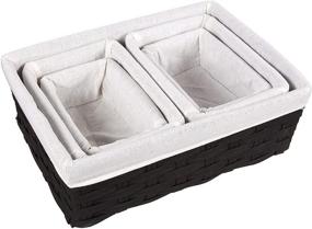 img 2 attached to 🧺 Juvale Black Wicker Nesting Baskets: 5-Piece Set for Stylish Shelf Storage Organization