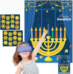 img 4 attached to 🎶 Hanukkah Decorations and Activities Bundle - Funnlot Hanukkah Games, Pin the Star on the Menorah Game, and 24 Reusable Stars for Chanukah Party Decorations and Happy Hanukkah Games
