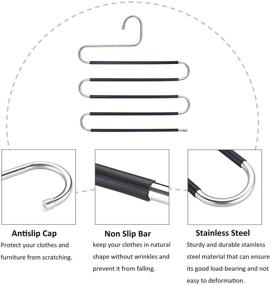 img 2 attached to VIS'V Вешалки для брюк - брюки для экономии пространства в форме буквы S с антискользящим покрытием - нержавеющая сталь многоярусная шкафная система для хранения брюк, джинсов, рубашек, шарфов, галстуков - набор из 3 штук