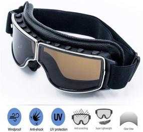 img 3 attached to 🏍️ Cynemo Vintage Pilot Leather Motorcycle Goggles | Stylish Riding Eyewear for Men and Women