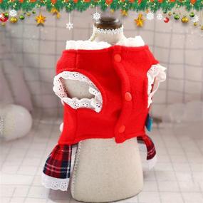 img 2 attached to 🎄 Tengzhi Cute Lace Pet Dress: Perfect Dog and Cat Clothes for Autumn and Winter Holidays - Gingerbread Man Red Plaid Skirt for New Year's and Christmas, Ideal for Teddy and Yorkshire Breeds