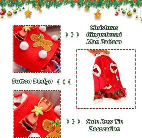 img 1 attached to 🎄 Tengzhi Cute Lace Pet Dress: Perfect Dog and Cat Clothes for Autumn and Winter Holidays - Gingerbread Man Red Plaid Skirt for New Year's and Christmas, Ideal for Teddy and Yorkshire Breeds